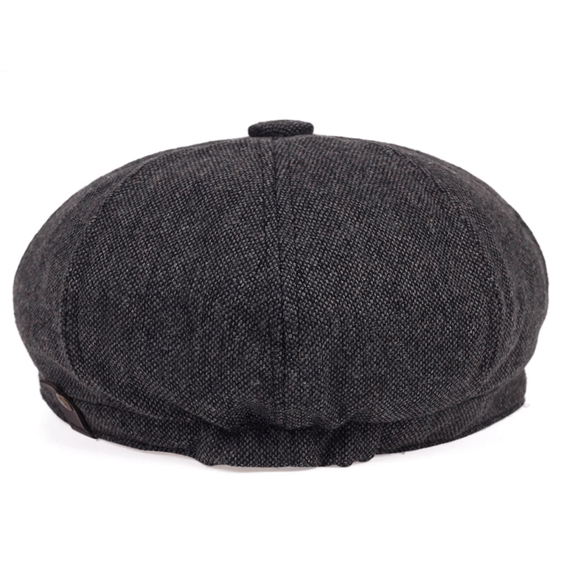 Retro-Schiebermütze im Fischgrätmuster für Herren – Schwarze, lässige Baskenmütze im Vintage-Stil, aus gestricktem Polyester, perfekt für Valentinstag und als Alltagsmütze | Vintage-Schiebermütze | Strickstruktur