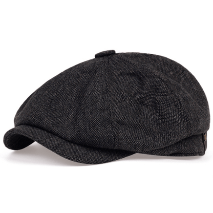 Retro-Schiebermütze im Fischgrätmuster für Herren – Schwarze, lässige Baskenmütze im Vintage-Stil, aus gestricktem Polyester, perfekt für Valentinstag und als Alltagsmütze | Vintage-Schiebermütze | Strickstruktur