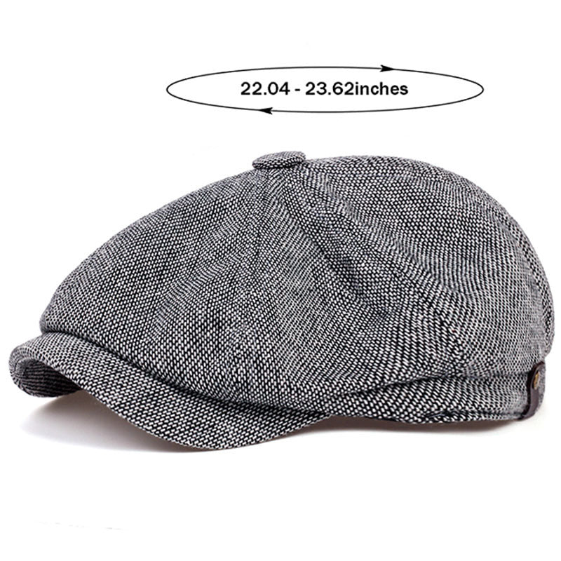 Retro-Schiebermütze im Fischgrätmuster für Herren – Schwarze, lässige Baskenmütze im Vintage-Stil, aus gestricktem Polyester, perfekt für Valentinstag und als Alltagsmütze | Vintage-Schiebermütze | Strickstruktur