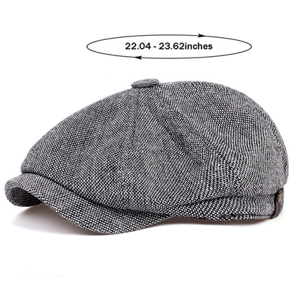 Retro-Schiebermütze im Fischgrätmuster für Herren – Schwarze, lässige Baskenmütze im Vintage-Stil, aus gestricktem Polyester, perfekt für Valentinstag und als Alltagsmütze | Vintage-Schiebermütze | Strickstruktur