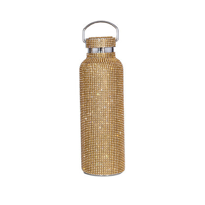 [Sparkling Water Bottle] Elegant Sparkling 350/500/750ml Bling Stainless Steel Water Bottle | Leakproof Lid, Thermal Insulation for Hot & Cold Drinks, Modern Rectangular Design - Perfect Christmas, Mother's Day, Graduation Gi