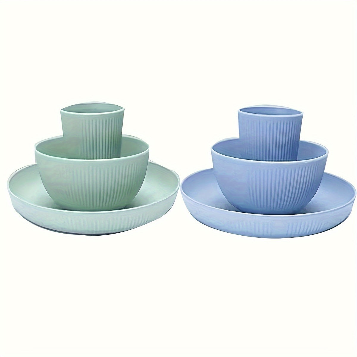 18/6pcs Unbreakable Plastic Dinnerware Set, Round, Polka Dots, Lightweight and Dishwasher Safe, Colorful, with Plants Theme, for Dorm, Kitchen, Camping, RV, and Party