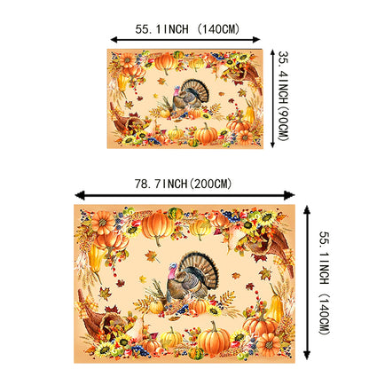 1pc Premium Thanksgiving Tablecloth - Vibrant Turkey & Pumpkin Pattern - Waterproof Oilproof, Washable - Rectangular Kitchen Dining Decor for Unforgettable Harvest Parties