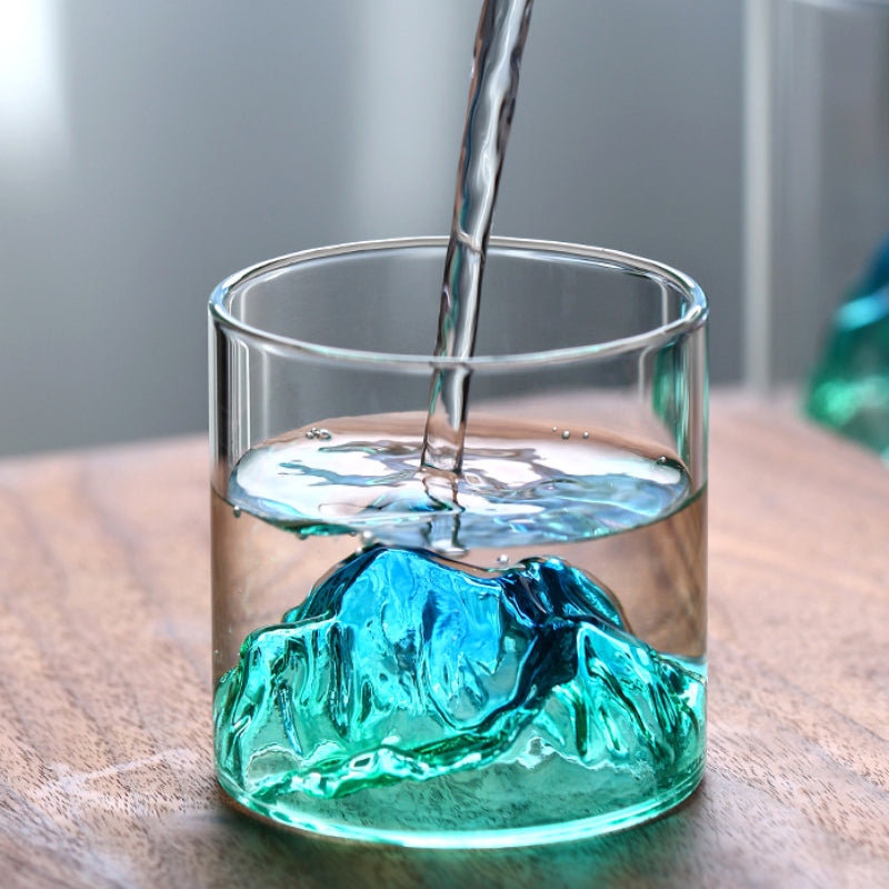 Elegant 3D Mountain Glass Cup - Unique & Reusable, Perfect for Any Drink & Season, High Borosilicate Drinkware