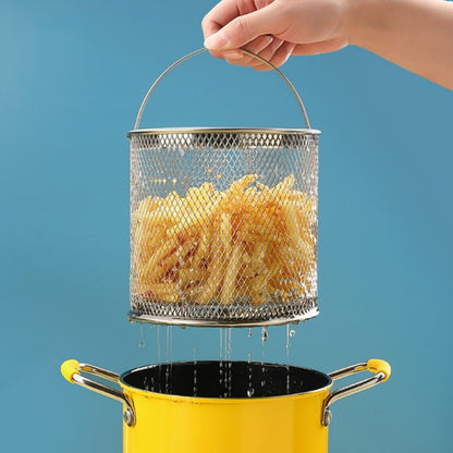1pc YIMUWN Tempura Frying Pot - Small, Less-Oily Smoke, Fine Iron Uncoated, Ideal for Induction & Gas Stoves, Kitchen Cookware|Smokeless Cooking|Fine Mesh Frying
