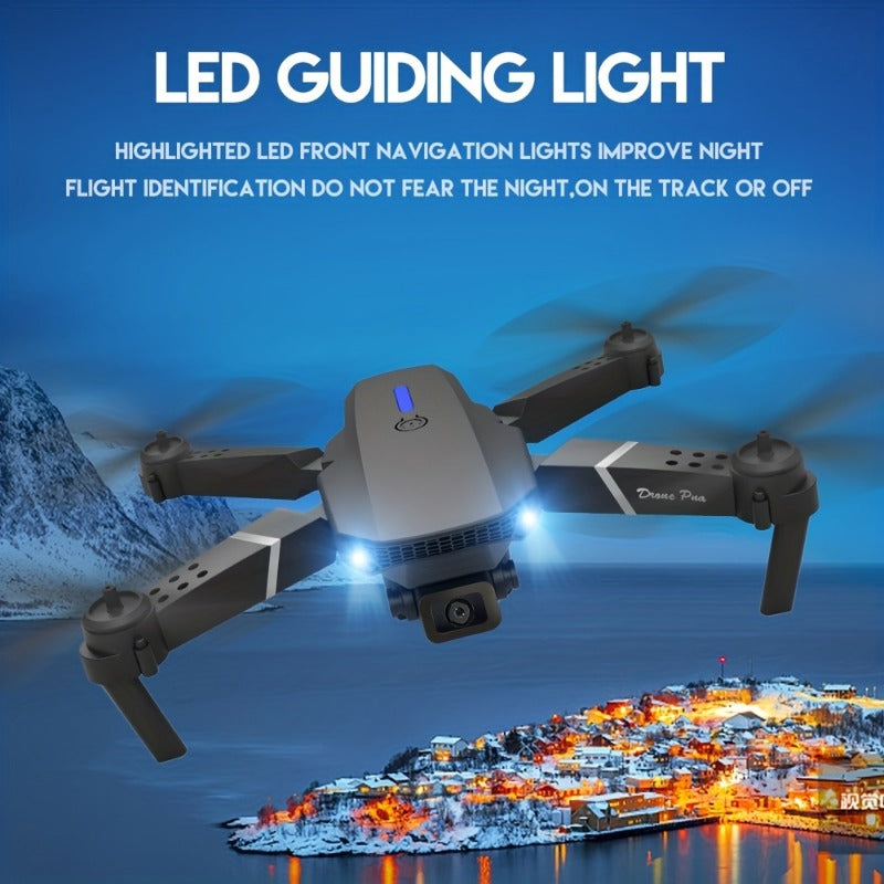 KBDFA E88 Drone - HD WIFI Helicopter with 4K Camera, Foldable Quadcopter, 1181.1inch Maximum Flight Altitude, 3m/s Speed, 5 Minute Battery Life, Black and Gray, Rechargeable Li-Polymer Battery, 1800mAh, 1181.1inch Control Ran