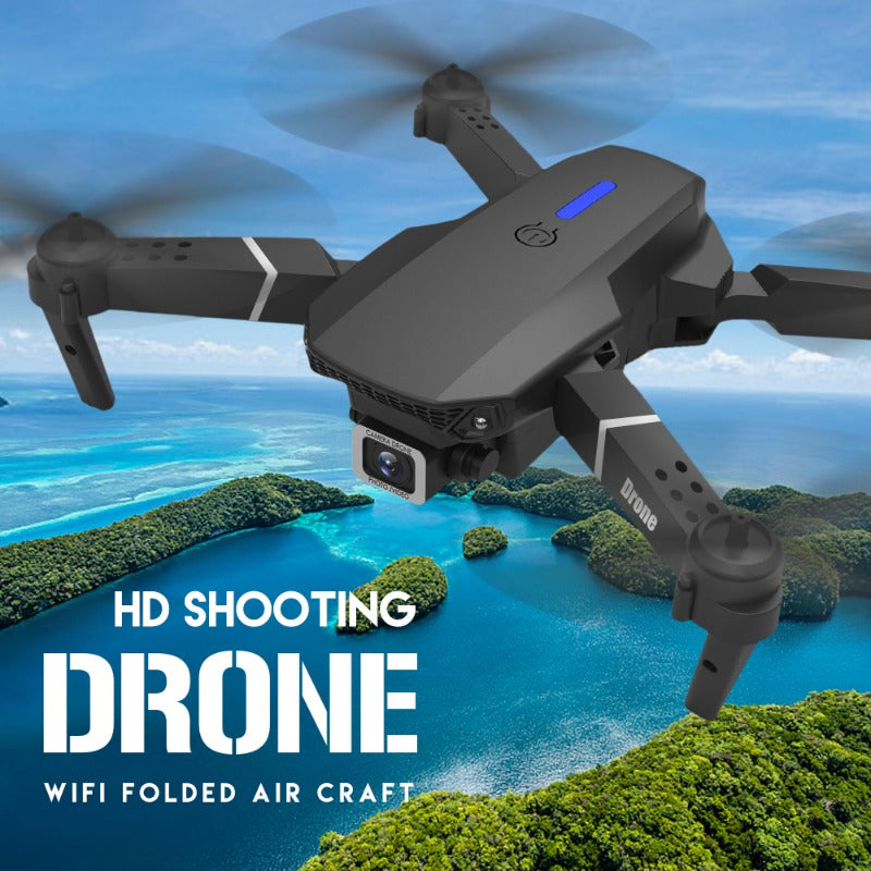 KBDFA E88 Drone - HD WIFI Helicopter with 4K Camera, Foldable Quadcopter, 1181.1inch Maximum Flight Altitude, 3m/s Speed, 5 Minute Battery Life, Black and Gray, Rechargeable Li-Polymer Battery, 1800mAh, 1181.1inch Control Ran