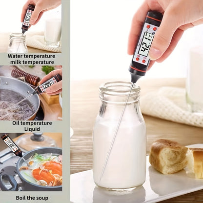 1pc Instant Read Digital Meat Thermometer with Probe - Stainless Steel, LCD Display, -200°C to 550°C Range - Perfect for BBQ, Cooking, Grilling, and Candy Making