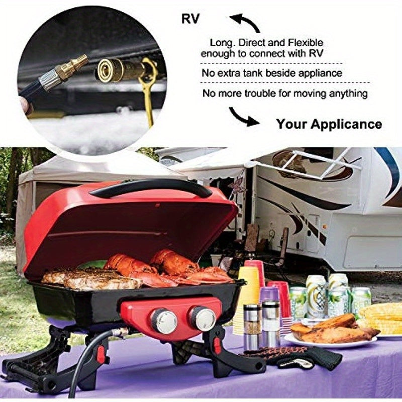12 Low Pressure RV Propane Hose with Quick-Connect Fitting - Safe & Durable for Blackstone Tabletop Grill, Perfect BBQ & Grill Accessories for Outdoor Cooking Adventures, Fits 17 & 22 Models