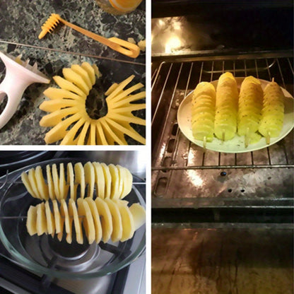 6pcs/set Portable Potato BBQ Skewers For Camping Chips Maker Potato Slicer Potato Spiral Cutter Barbecue Tools Kitchen Accessories