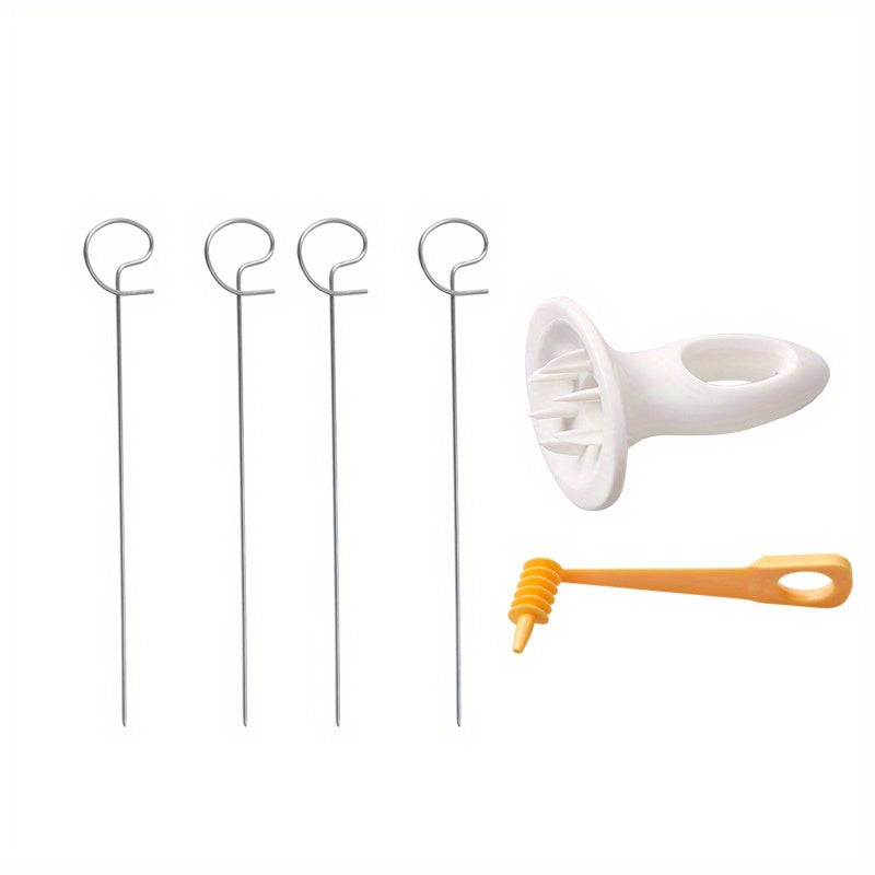 6pcs/set Portable Potato BBQ Skewers For Camping Chips Maker Potato Slicer Potato Spiral Cutter Barbecue Tools Kitchen Accessories
