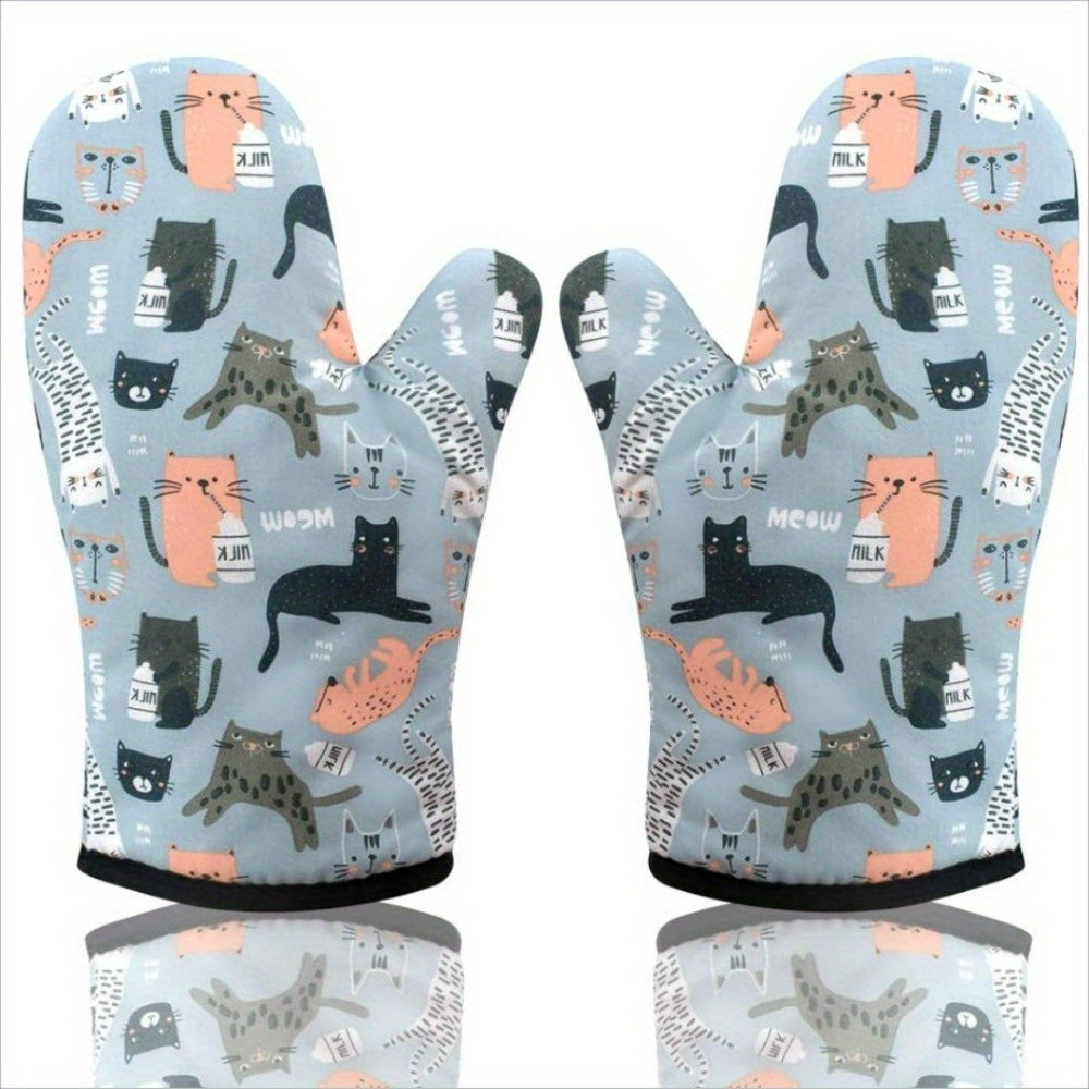 [1 Pair Heat Resistant Gloves] 1 Pair Oven Gloves, Thickened Insulated Gloves, Heat Resistant Anti Scalding Gloves, Oven Gloves For Kitchen, Gauntlet Oven Mitts Breathable For Cake Cookware Microwave Pizza Chef Pot BBQ, Kitch