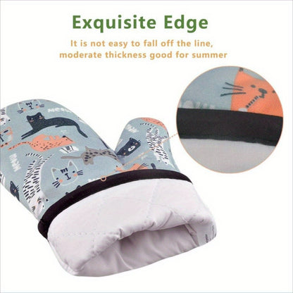 [1 Pair Heat Resistant Gloves] 1 Pair Oven Gloves, Thickened Insulated Gloves, Heat Resistant Anti Scalding Gloves, Oven Gloves For Kitchen, Gauntlet Oven Mitts Breathable For Cake Cookware Microwave Pizza Chef Pot BBQ, Kitch