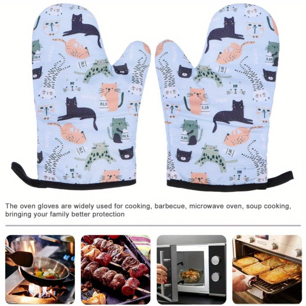 [1 Pair Heat Resistant Gloves] 1 Pair Oven Gloves, Thickened Insulated Gloves, Heat Resistant Anti Scalding Gloves, Oven Gloves For Kitchen, Gauntlet Oven Mitts Breathable For Cake Cookware Microwave Pizza Chef Pot BBQ, Kitch