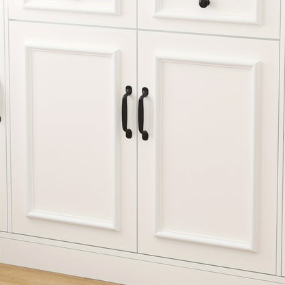 1pc Large Kitchen Hutch Storage Cabinet Sideboard With Hutch & Glass Doors, Pantry Cabinet And Kitchen Storage, Drawers & Shelves And Doors, For Hallway White (63''W X 15.7''D X 78.7''H)