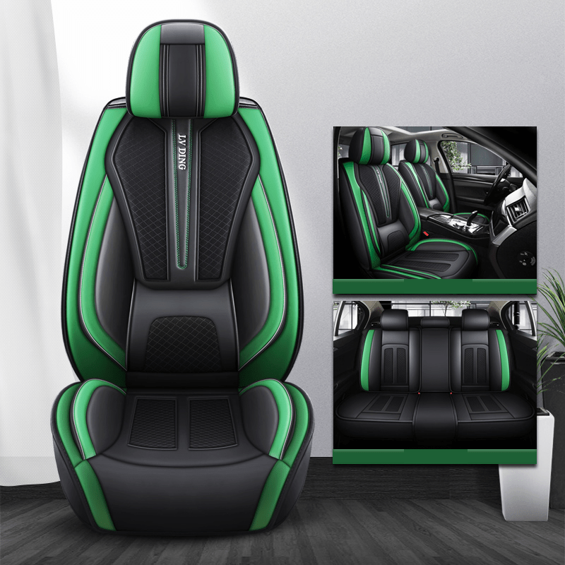 Full Set Car Seat Covers, Sport Style, Universal Fit, Full Coverage, Breathable Mesh, Lumbar Support, Trendy Automotive Seat Protector, All-Season
