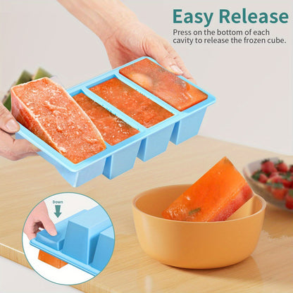 2pcs Silicone Soup Freezer Trays With Lids, Water Blue - Perfect For Freezing Broth, Sauces, Kitchen Storage Accessories