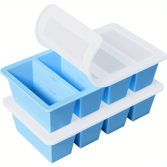 2pcs Silicone Soup Freezer Trays With Lids, Water Blue - Perfect For Freezing Broth, Sauces, Kitchen Storage Accessories