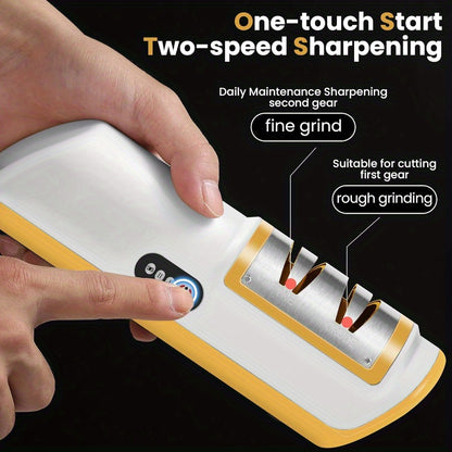 Knife Sharpener Professional 2-Stage Electric Knife Sharpener, Knife Sharpener for Kitchen Knives with Quick Sharpening and Polishing Function, Easy to use for all kinds of kitchen knives