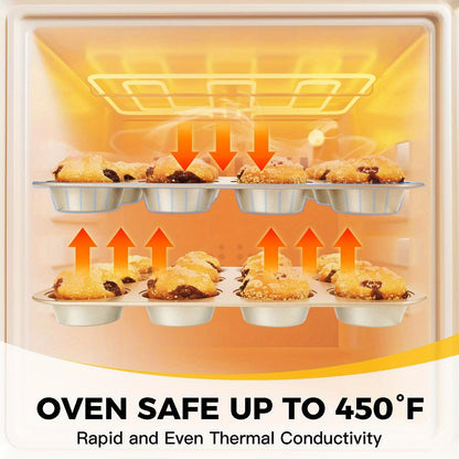 HONGBAKE Bakeware Sets, Baking Pans Set, Nonstick Oven Pan For Kitchen With Wider Grips, 10-Piece Including Rack, Cookie Sheet, Cake Pans, Loaf Pan, Muffin Pan, Pizza Pan