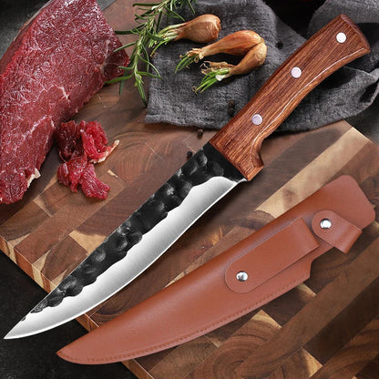 1PC Boning Knife Professional 6.5" Forged Kitchen Knife Chef Knife Butcher Fish Filleting Meat Cleaver Stainless Steel Cooking Tools Camping Knife HuntingKnife for Outdoor