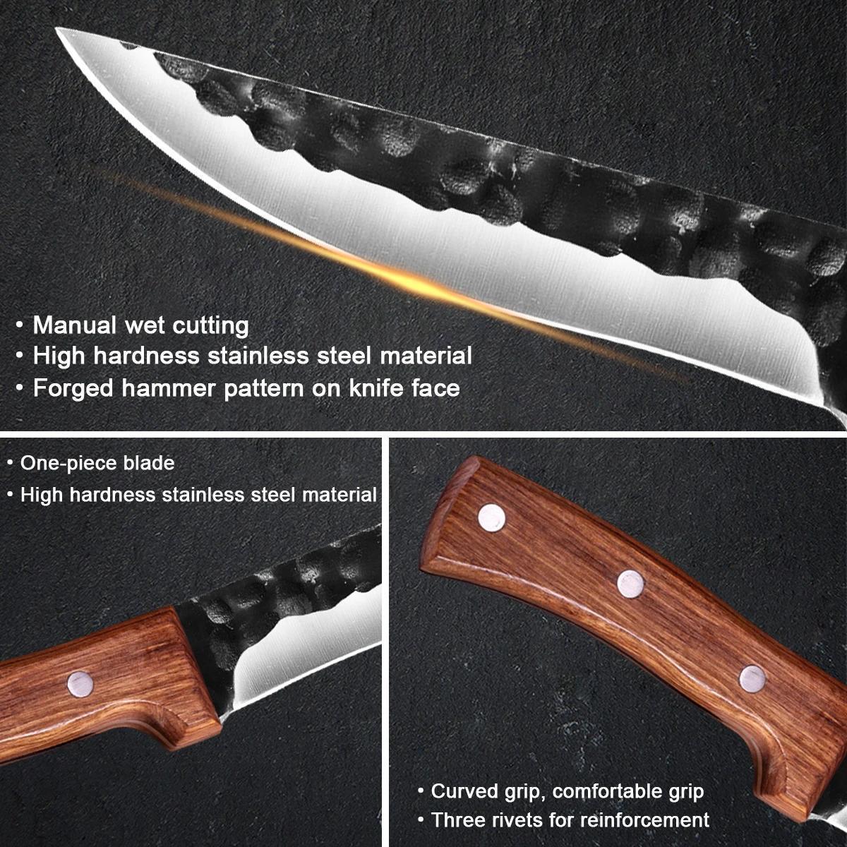 1PC Boning Knife Professional 6.5" Forged Kitchen Knife Chef Knife Butcher Fish Filleting Meat Cleaver Stainless Steel Cooking Tools Camping Knife HuntingKnife for Outdoor