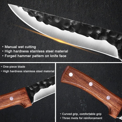 1PC Boning Knife Professional 6.5" Forged Kitchen Knife Chef Knife Butcher Fish Filleting Meat Cleaver Stainless Steel Cooking Tools Camping Knife HuntingKnife for Outdoor