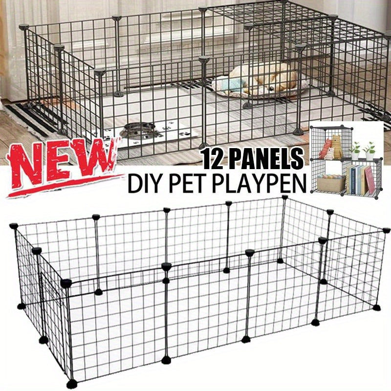 1PCSmall Animal Exercise Pen Crate Kennel Hutch for GuineaPet Playpen Bunny Cage Pet Pens Lightweight Portable Pet Fence with Anti- Slip Features, Suitable for Hedgehogs, Hamsters, and Rabbits- Pet Toys