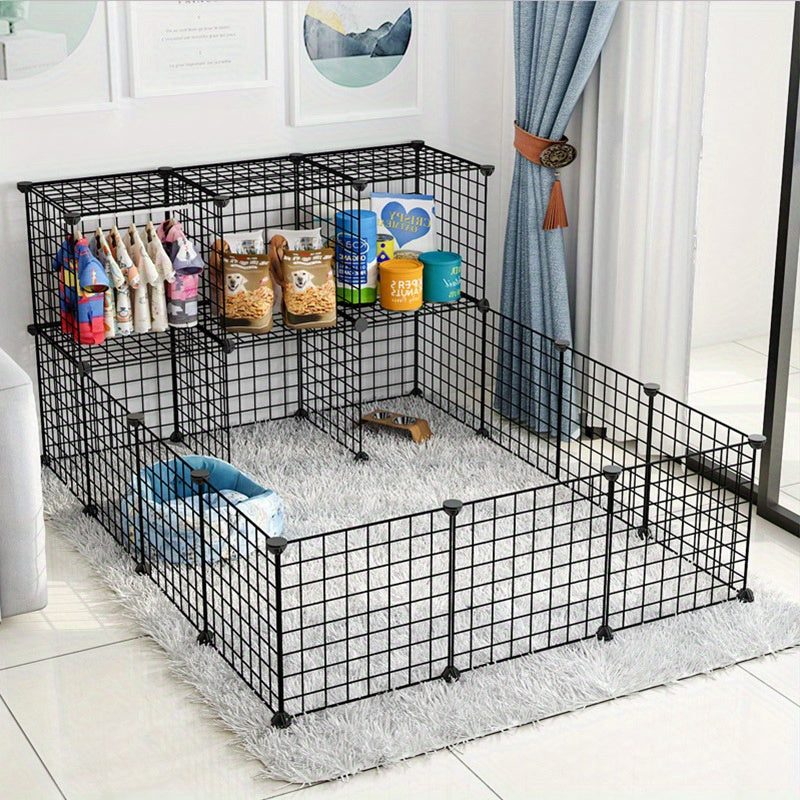1PCSmall Animal Exercise Pen Crate Kennel Hutch for GuineaPet Playpen Bunny Cage Pet Pens Lightweight Portable Pet Fence with Anti- Slip Features, Suitable for Hedgehogs, Hamsters, and Rabbits- Pet Toys