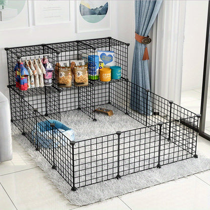1PCSmall Animal Exercise Pen Crate Kennel Hutch for GuineaPet Playpen Bunny Cage Pet Pens Lightweight Portable Pet Fence with Anti- Slip Features, Suitable for Hedgehogs, Hamsters, and Rabbits- Pet Toys