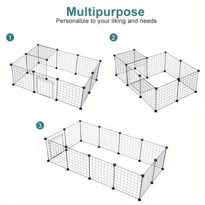 1PCSmall Animal Exercise Pen Crate Kennel Hutch for GuineaPet Playpen Bunny Cage Pet Pens Lightweight Portable Pet Fence with Anti- Slip Features, Suitable for Hedgehogs, Hamsters, and Rabbits- Pet Toys