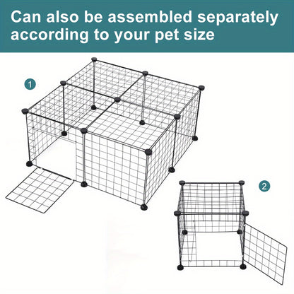 1PCSmall Animal Exercise Pen Crate Kennel Hutch for GuineaPet Playpen Bunny Cage Pet Pens Lightweight Portable Pet Fence with Anti- Slip Features, Suitable for Hedgehogs, Hamsters, and Rabbits- Pet Toys