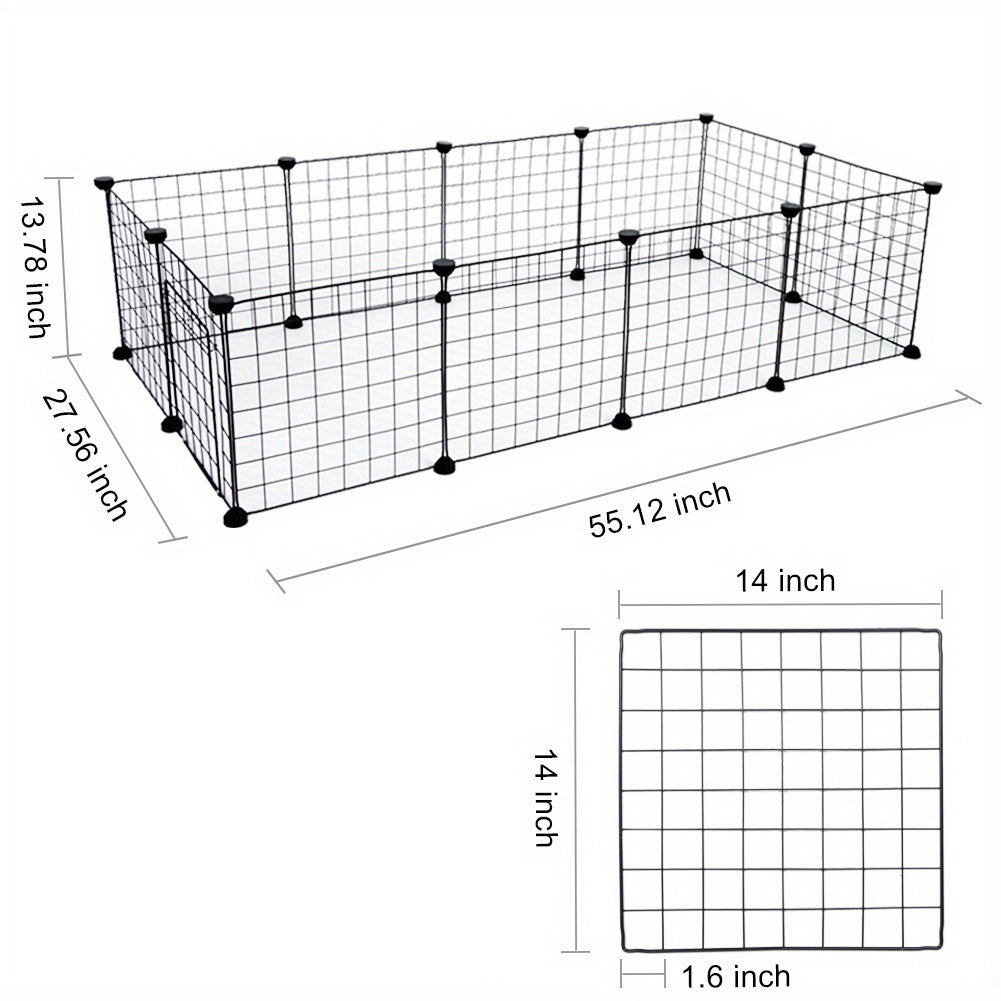 1PCSmall Animal Exercise Pen Crate Kennel Hutch for GuineaPet Playpen Bunny Cage Pet Pens Lightweight Portable Pet Fence with Anti- Slip Features, Suitable for Hedgehogs, Hamsters, and Rabbits- Pet Toys