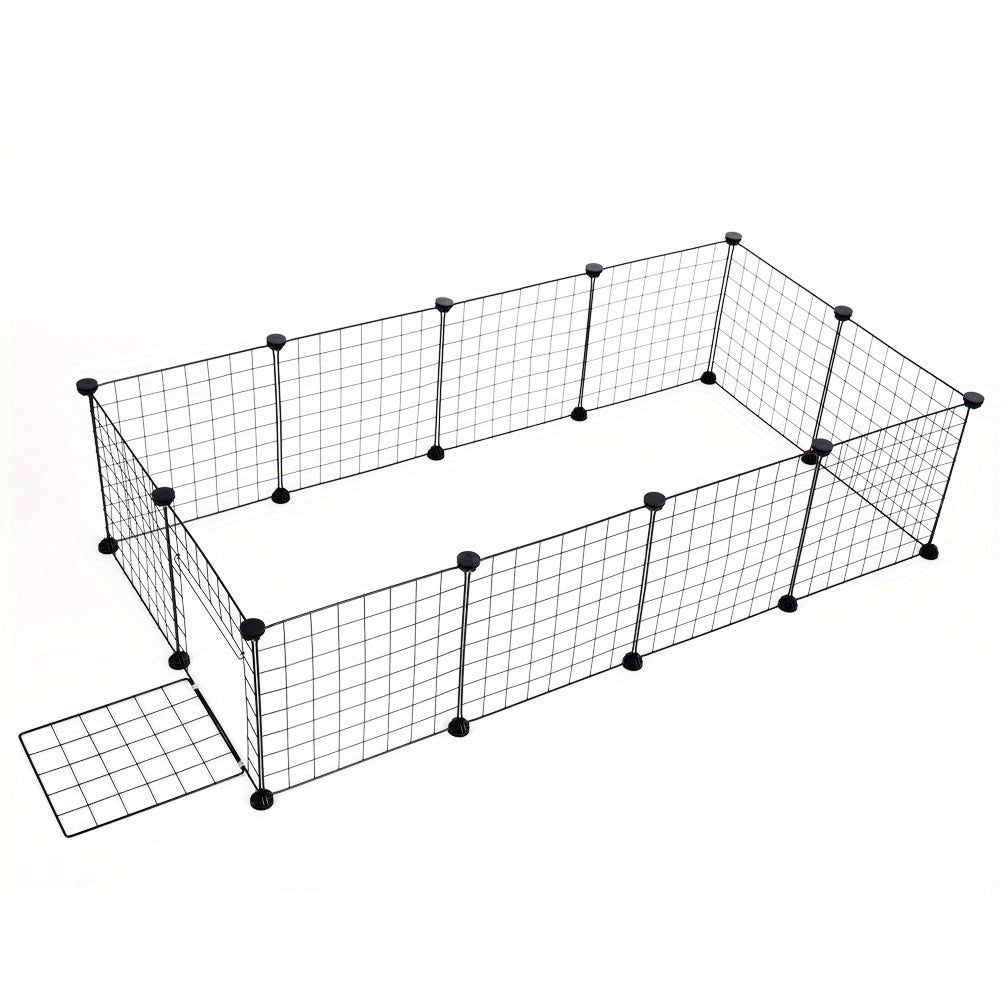 1PCSmall Animal Exercise Pen Crate Kennel Hutch for GuineaPet Playpen Bunny Cage Pet Pens Lightweight Portable Pet Fence with Anti- Slip Features, Suitable for Hedgehogs, Hamsters, and Rabbits- Pet Toys