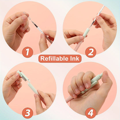5-Pack Gel Ink Ballpoint Pens: Medium Point (0.5mm), Soft Silicone Barrel, Durable Clip, Retractable Design, Quick-Drying, Sleek Aesthetic Writing Instruments for Office & School Supplies, Journaling, Gifts for Teens & Adults