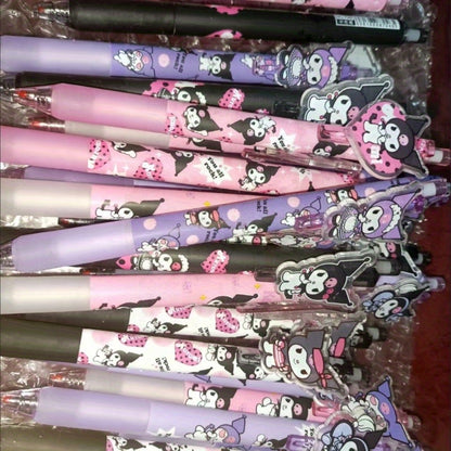 Assorted Cute Character Press Gel Pens - Quick-Dry Writing Instruments, 48pcs, Ideal for Students and Party Favors, Ages 14+, Plastic, White - Study & Exam Essentials