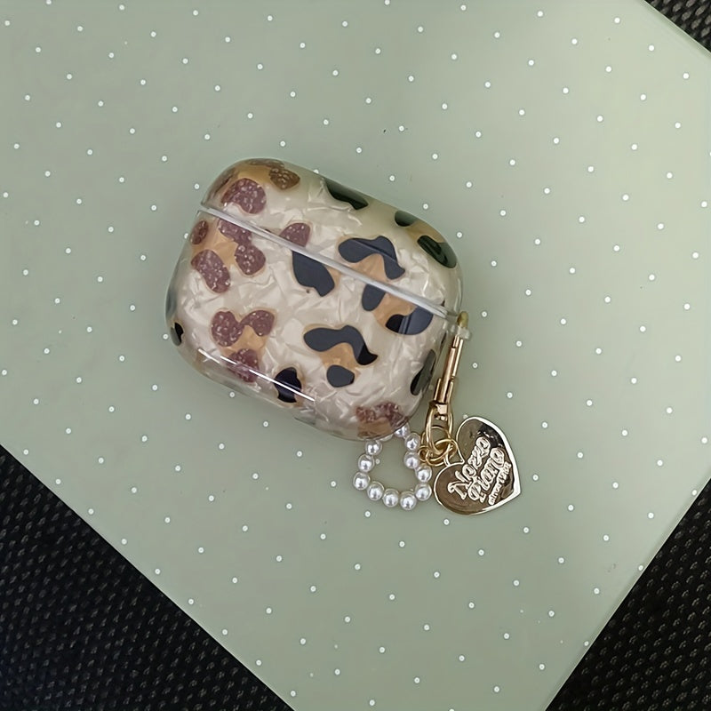Stilvolle Kopfhörerhülle mit Leopardenmuster und Aufhängekette – perfekt für AirPods 1 und 2!