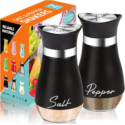 Salt and Pepper Shaker Set, 4oz Glass Bottom Salt and Pepper Shaker, Suitable for Kitchen, Dining Table, RV, Camping, BBQ, Refillable Design (Pink)