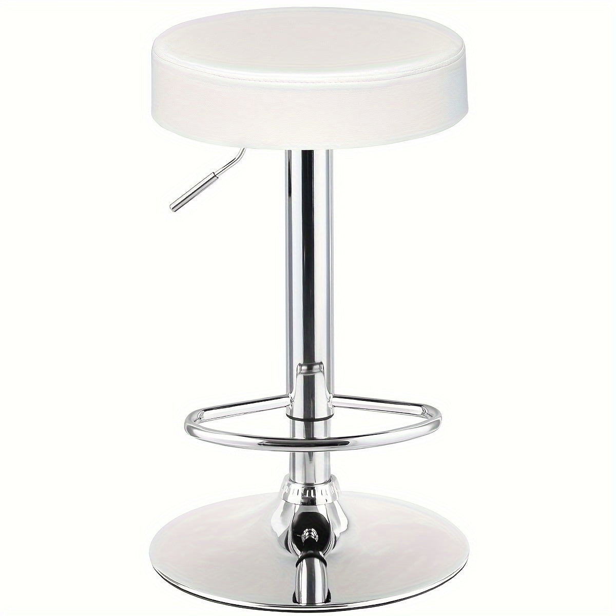 1pc Luxury Leather Bar Stool - Modern Chrome Base with Hydraulic Swivel & Round Cushion - Perfect for Counter Height Kitchen Dining