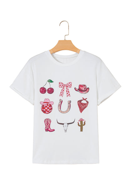 White Coquette Cowgirl Elements Printed Relaxed Tee