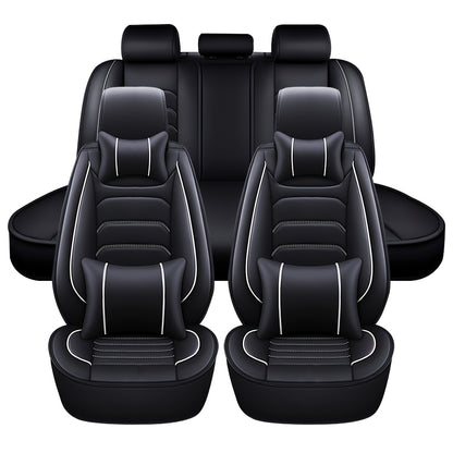 5-Seat Full Set Faux Leather Car Seat Covers - Waterproof All-Weather Protection, Full Surrounded Cushion Protector with Soft Foam Padding, Precise Fit for Cars, Trucks, Sedans & SUVs - Easy Installation, Durable Automotive I
