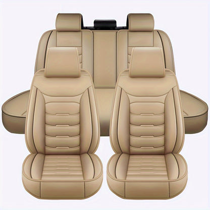 5 Seat Car Seat Covers PU Leather Seat Covers Full Set Waterproof for Car Sedan SUV Truck Vans Front & Rear Seat Cushion Protector with Back Big Storage Bag