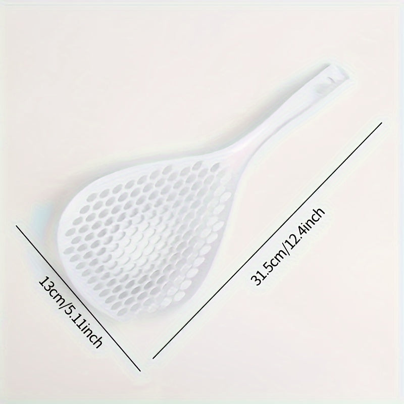 1pc Large Nylon Colander Spoon - Slotted Strainer Scoop with Long Handle for Kitchen Pasta Noodle Cooking - Easy Grip, Heat Resistant, Non-Stick, Space-Saving Kitchen Supplies and Cookware
