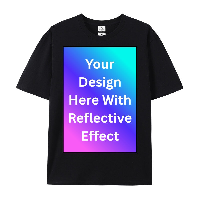 Only Supports Customization Customize Reflective Print T-shirt 180G Full Cotton High Quality Material