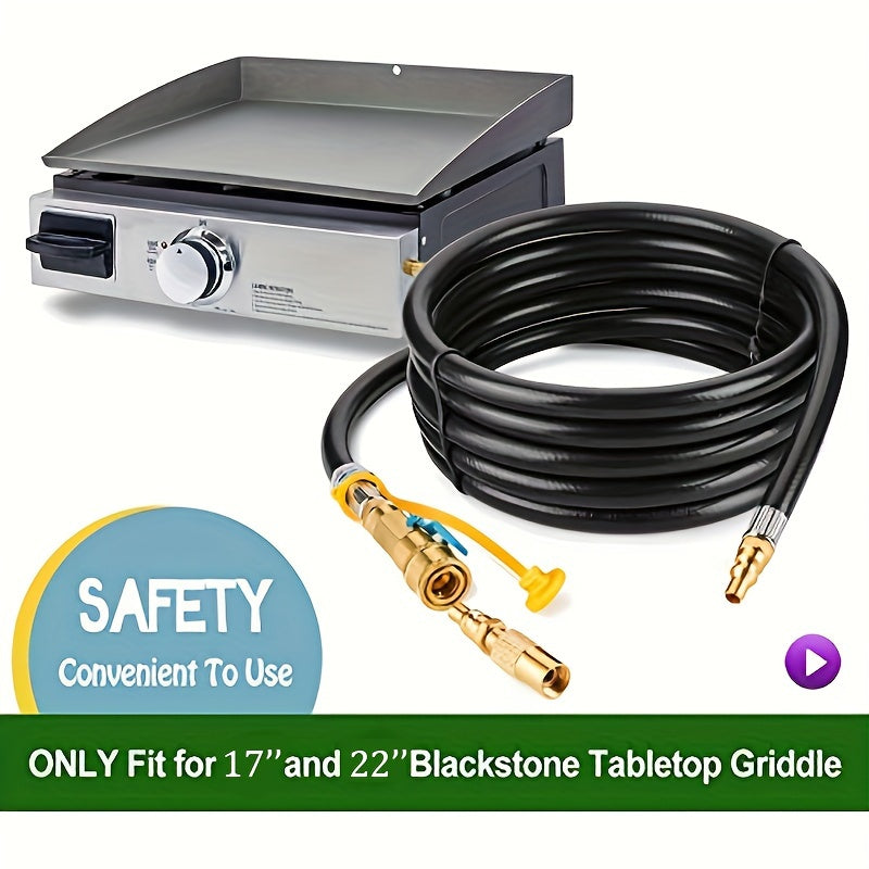 12 Low Pressure RV Propane Hose with Quick-Connect Fitting - Safe & Durable for Blackstone Tabletop Grill, Perfect BBQ & Grill Accessories for Outdoor Cooking Adventures, Fits 17 & 22 Models