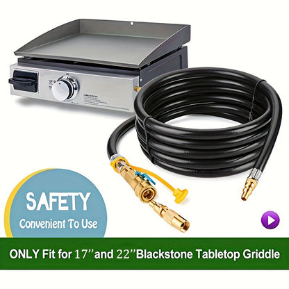12 Low Pressure RV Propane Hose with Quick-Connect Fitting - Safe & Durable for Blackstone Tabletop Grill, Perfect BBQ & Grill Accessories for Outdoor Cooking Adventures, Fits 17 & 22 Models