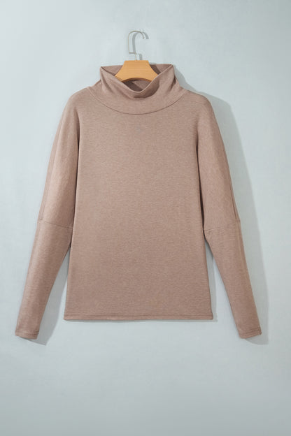 Smoke Gray High Neck Long Sleeve Top