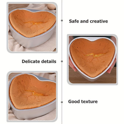 3-Piece Heart-Shaped Cake Pan Set with Removable Bottoms - Aluminum Bakeware for Birthdays, Christmas, Mother's Day, Graduation, Juneteenth, 4th of July - Manual, Non-Stick, 4/6/8 Inch
