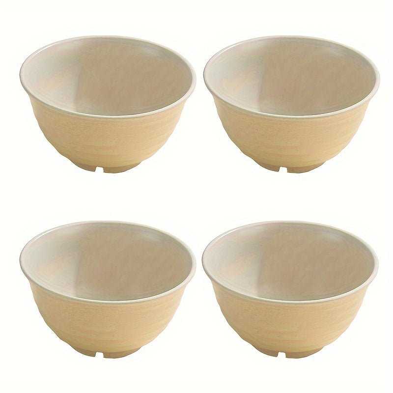 4pcs Wheat Straw Bowls Set, Microwavable And Dishwasher Safe, Soup Bowl, Salad Bowl, BPA-free, Odorless, Portable, Unbreakable, For Home Kitchen Camping, Dinnerware Accessories, Kitchen Supplies