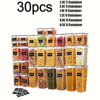 Set of Sealed Kitchen Storage Containers in Various Sizes, Free from BPA, Designed for Organizing Items Like Pasta, Snacks, Sugar, And Grains, Ensuring for longer Freshness